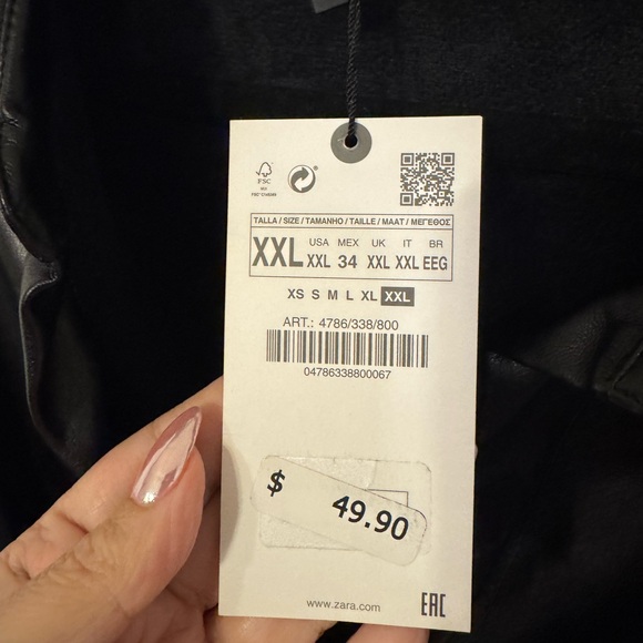 Zara Fitted Black Faux Leather Shirt - Picture 8 of 9